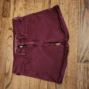 American Eagle midi shorts. Size 2, maroon red color.